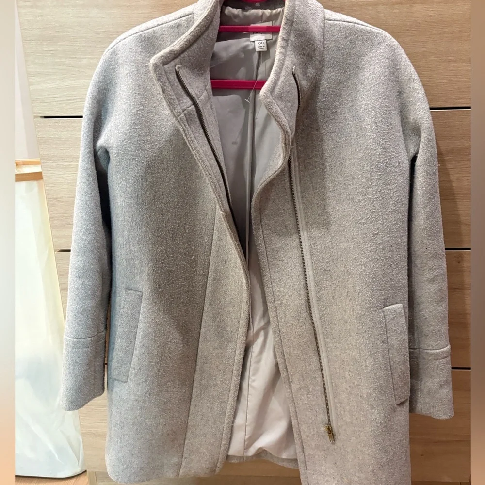 J. Crew Light Gray Wool-Blend Stand Collar Trench Coat - Picture 3 of 6
